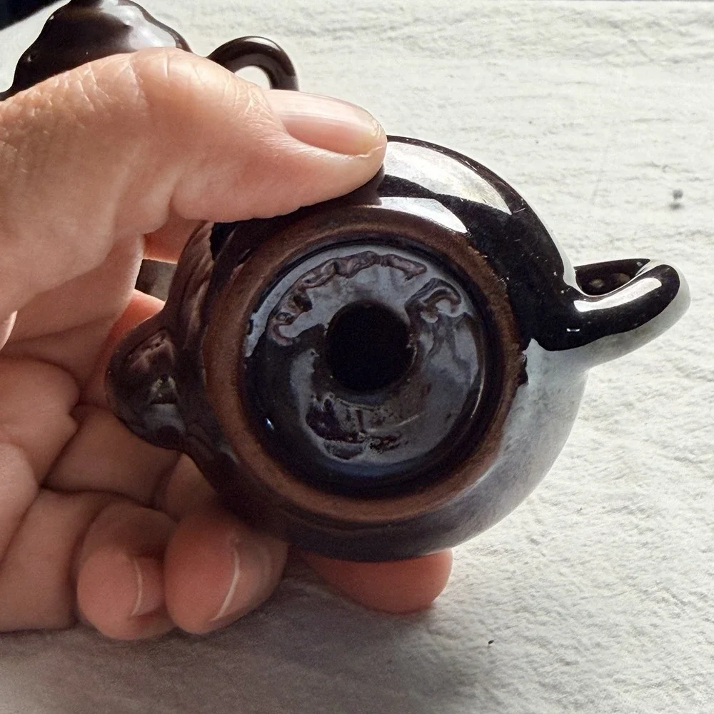 Vintage Brown Ceramic Tea Kettle & Coffee Pot Salt & Pepper Shakers JAPAN